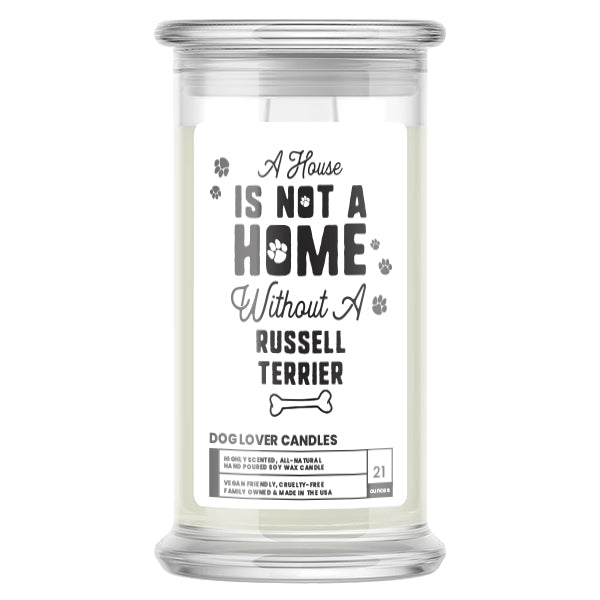 A house is not a home without a Russell Terrier Dog Candle