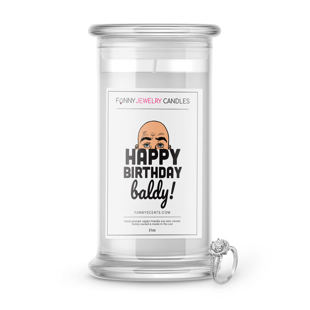 happy birthday baldy jewelry funny candle