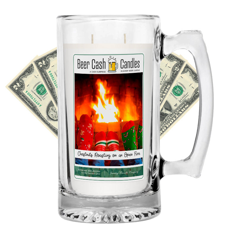 Christmas Roasting On an Open Fire Beer Cash Candle