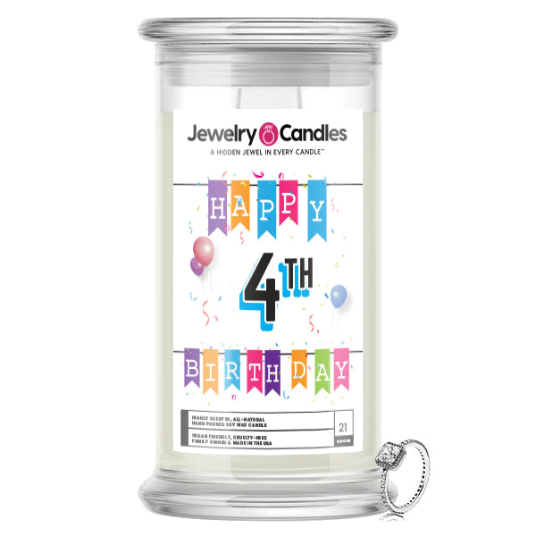 Happy 4th Birthday Jewelry Candle