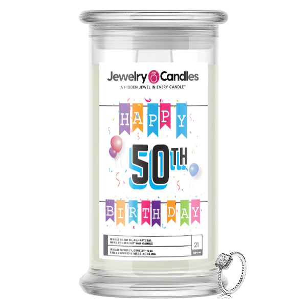 happy 50th birthday jewelry candle
