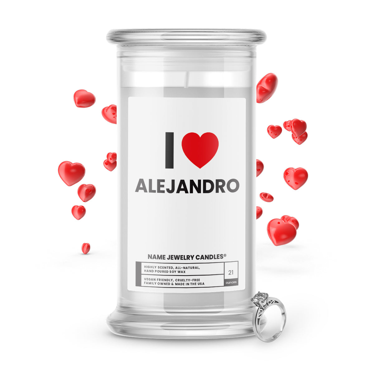 I ❤️ ALEJANDRO | Name Jewelry Candles