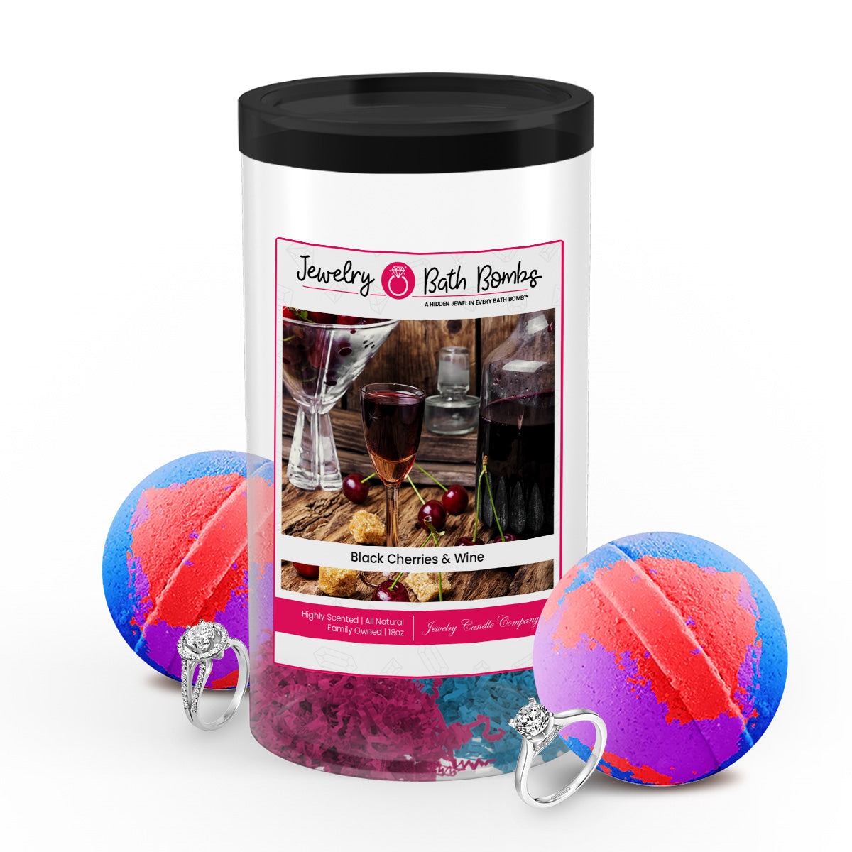Black Cherries & Wine Jewelry Bath Bombs Twin Pack