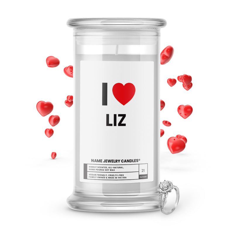 I ❤️ LIZ | Name Jewelry Candles