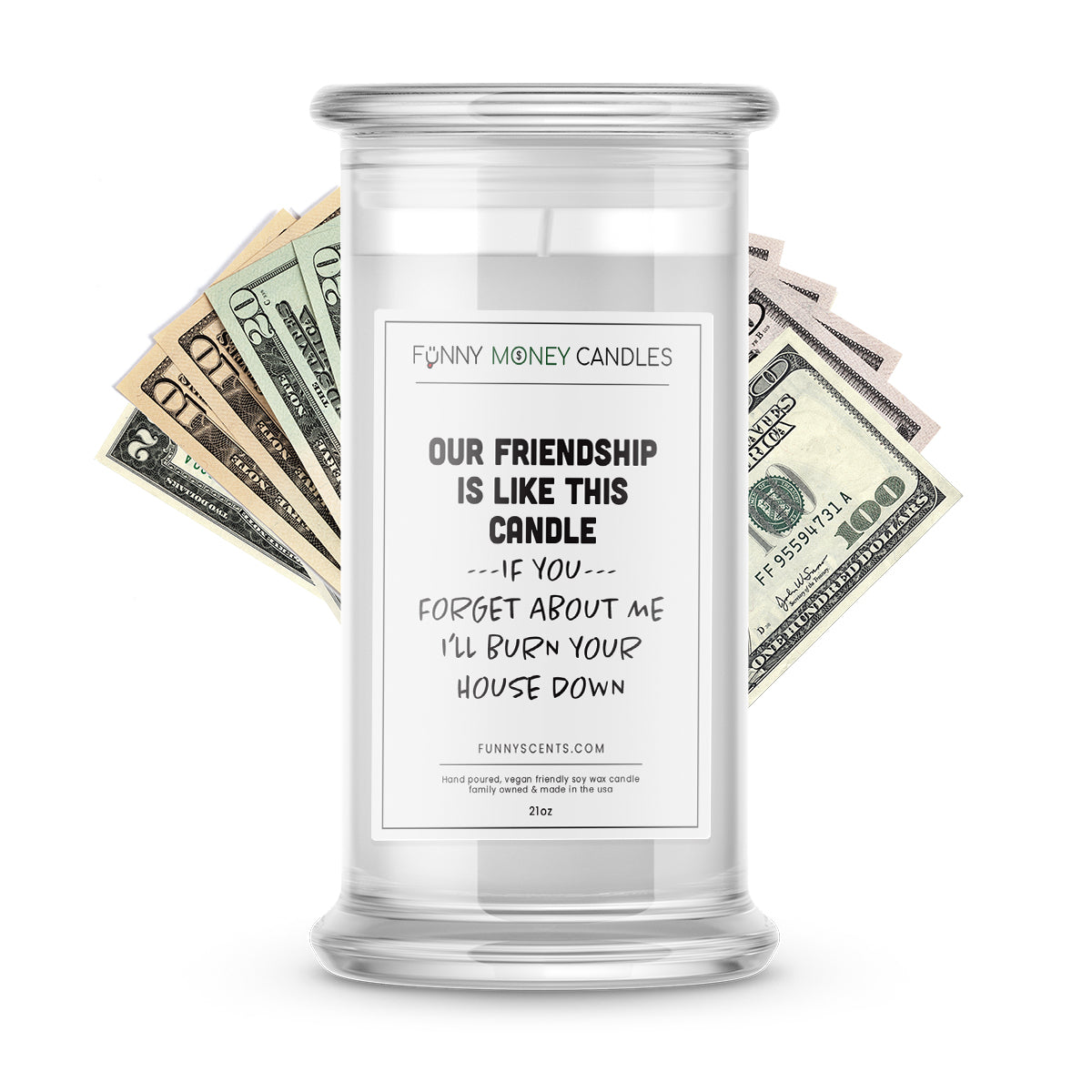 Our Friendship is Like The Candle If You Forget about me I'll burn your house down Money Funny Candles