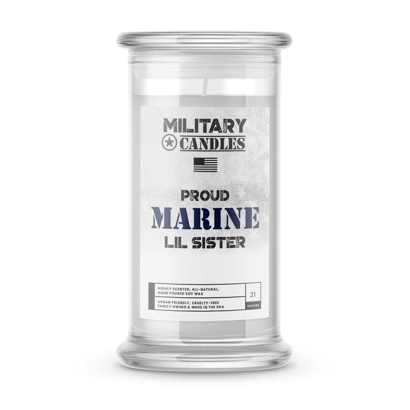 Proud MARINE Lil Sister | Military Candles