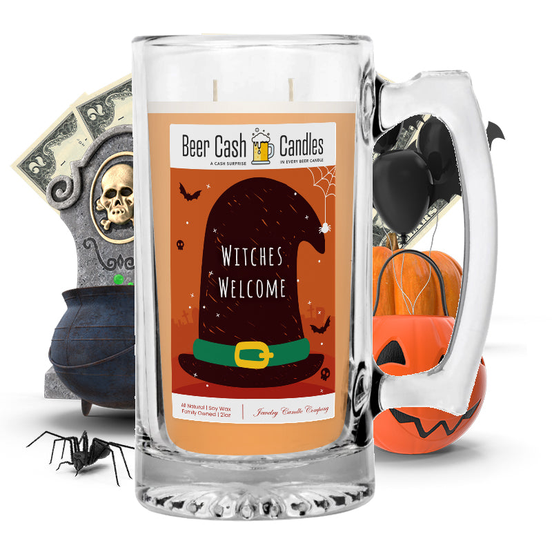 Witches Welcome Beer Cash Candle