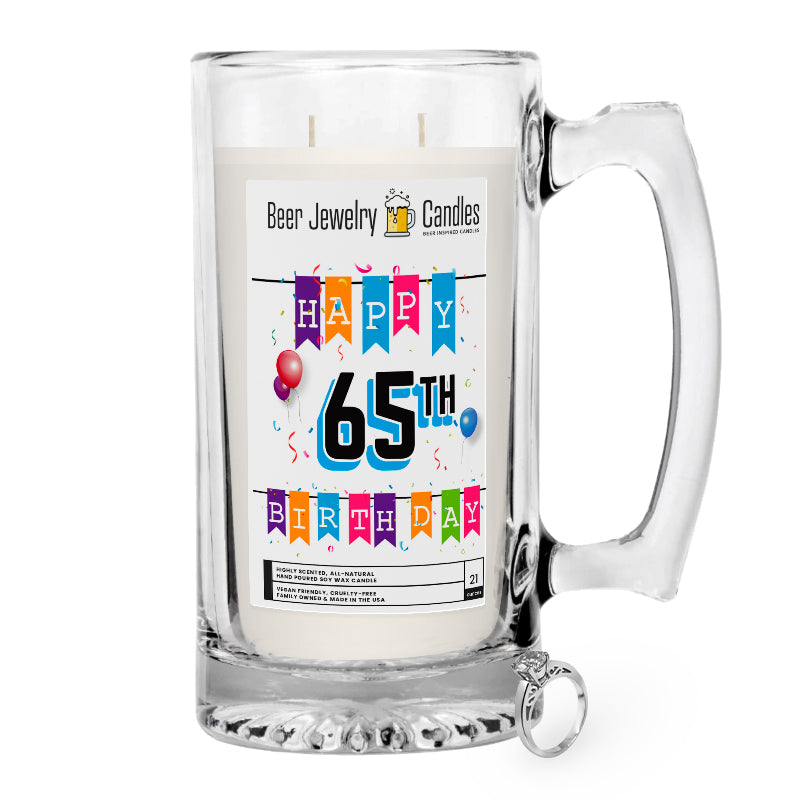 Happy 65th Birthday Beer Jewelry Candle
