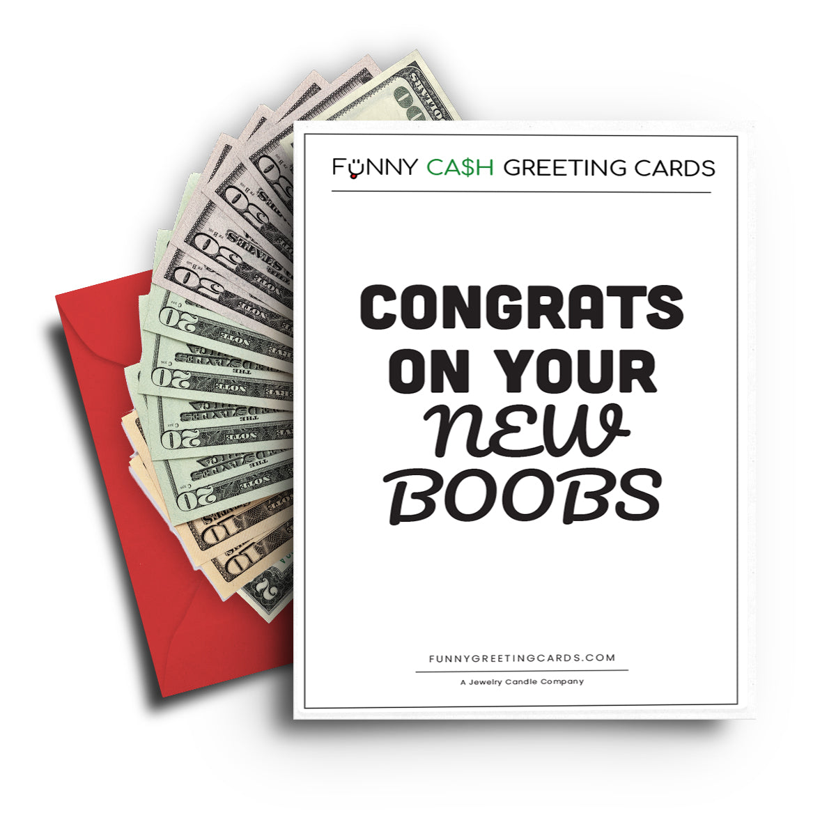 Congrats On New Boobs Funny Cash Greeting Cards