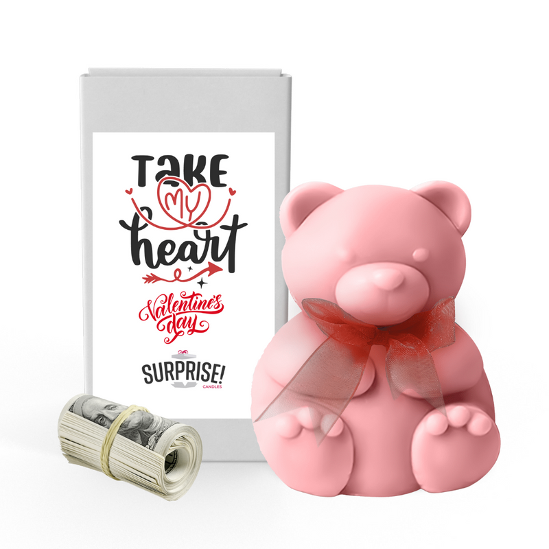 Take My Heart Valentines Day | Valentines Day Surprise Cash Money Bear Wax Melts