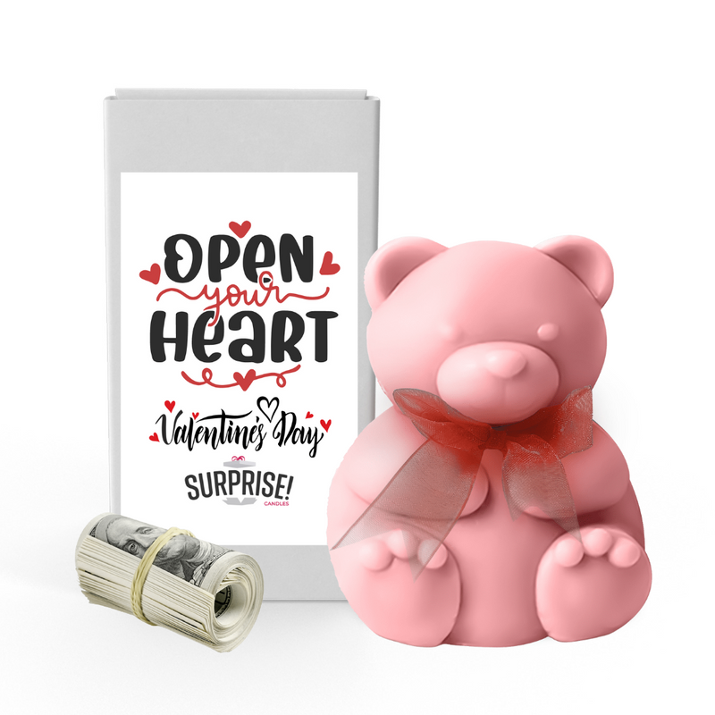 Open Your Heart Valentines Day | Valentines Day Surprise Cash Money Bear Wax Melts