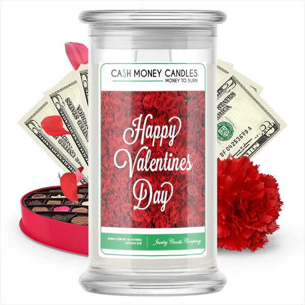 Happy Valentines Day Cash Money Candle