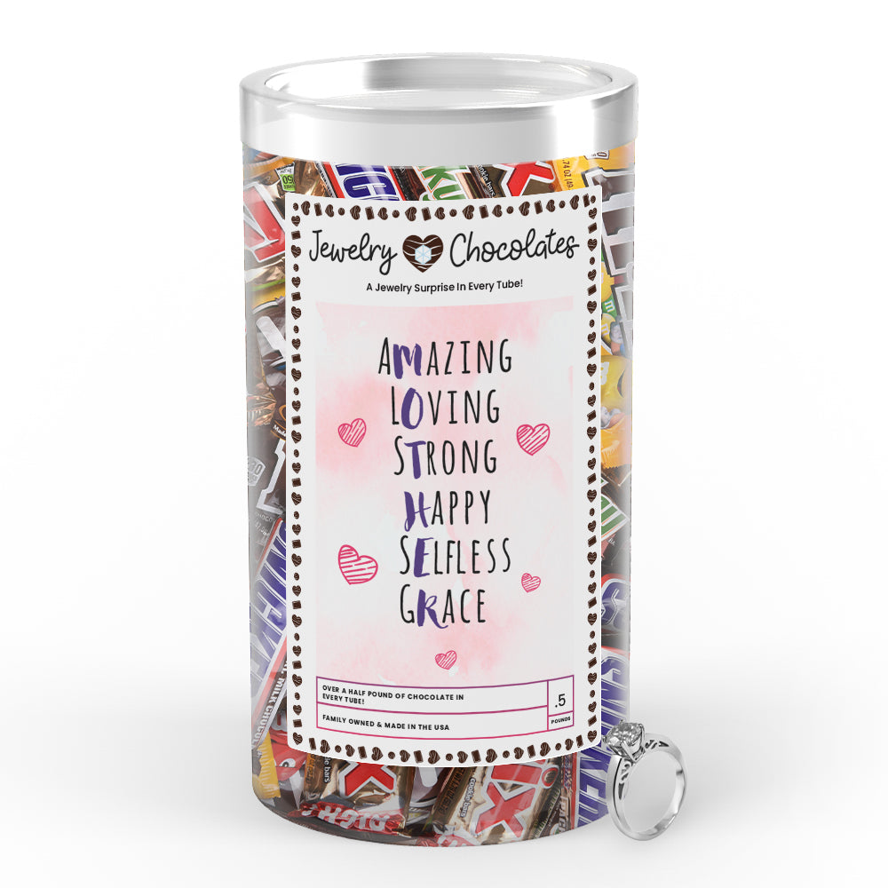 Amazing Loving Strong Happy  Selfless Grace Jewelry Chocolates