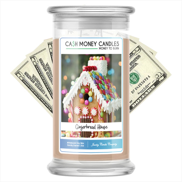 Gingerbread House Cash Money Candle