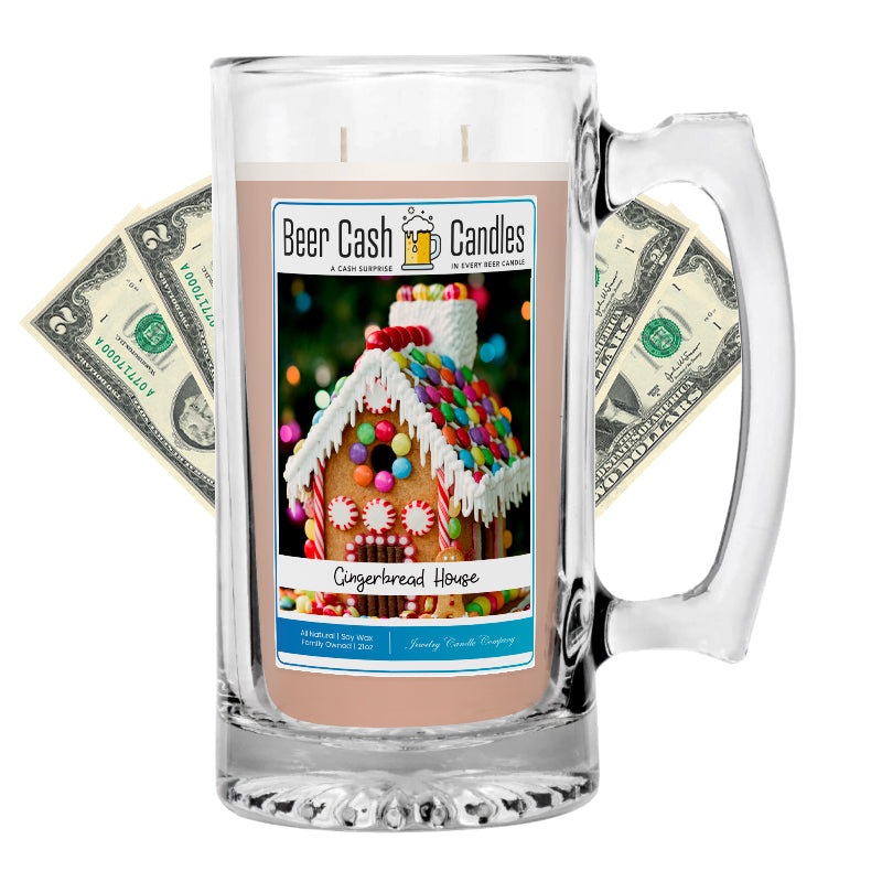 Gingerbread House Cash Beer Candle