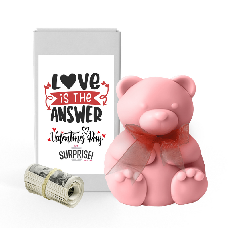 Love is the Answer Valentine Day | Valentines Day Surprise Cash Money Bear Wax Melts