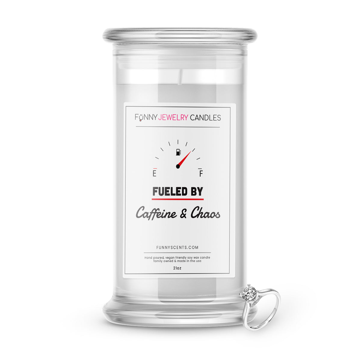 Fueled By Caffeine and Chaos Jewelry Funny Candles