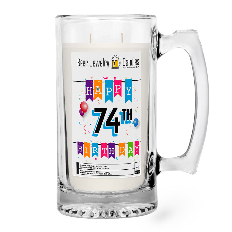 Happy 74th Birthday Beer Jewelry Candle