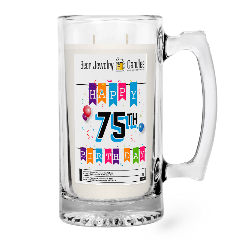 Happy 75th Birthday Beer Jewelry Candle