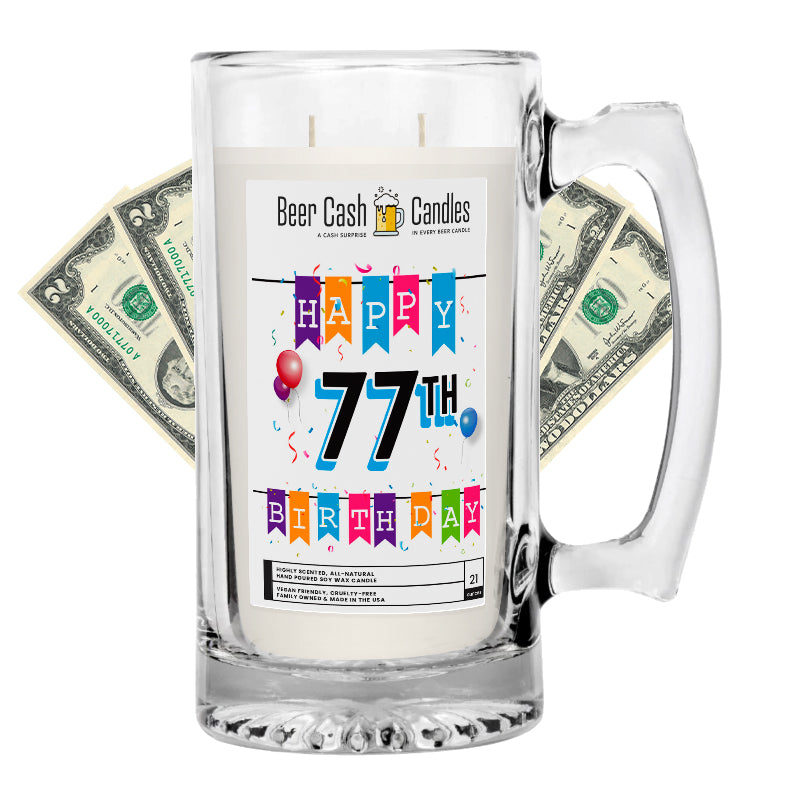 Happy 77th Birthday Beer Cash Candle