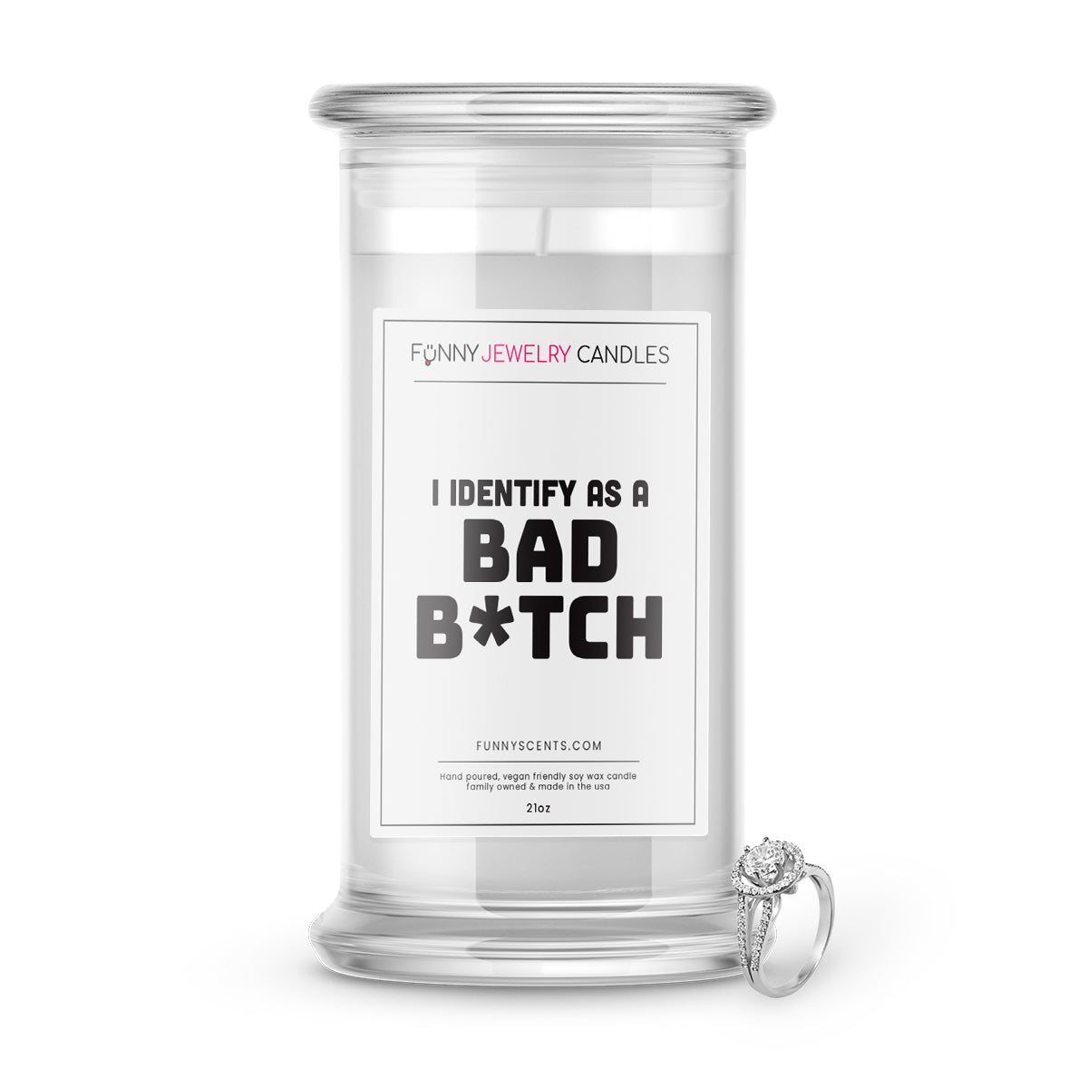 I Identify As a Bad B*tch Jewelry Funny Candles