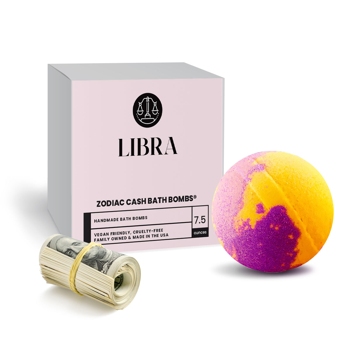libra zodiac cash bath bomb