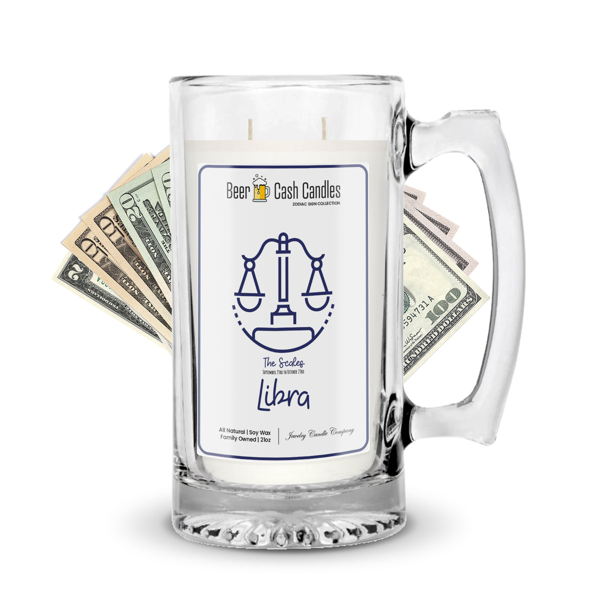 libra zodiac sign beer mug cash candle