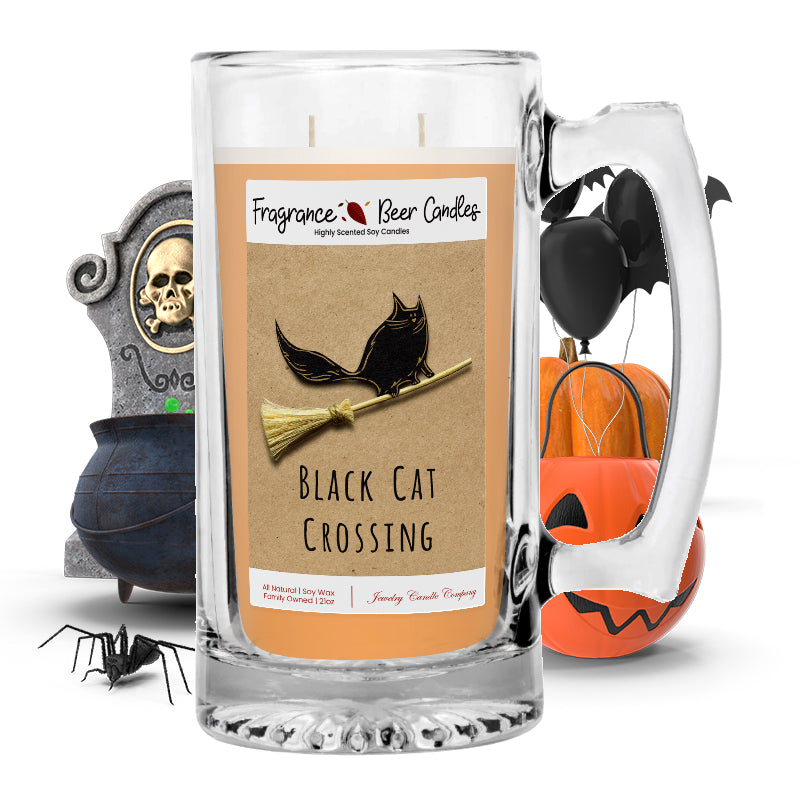 Black cat crossing Fragrance Beer Candle