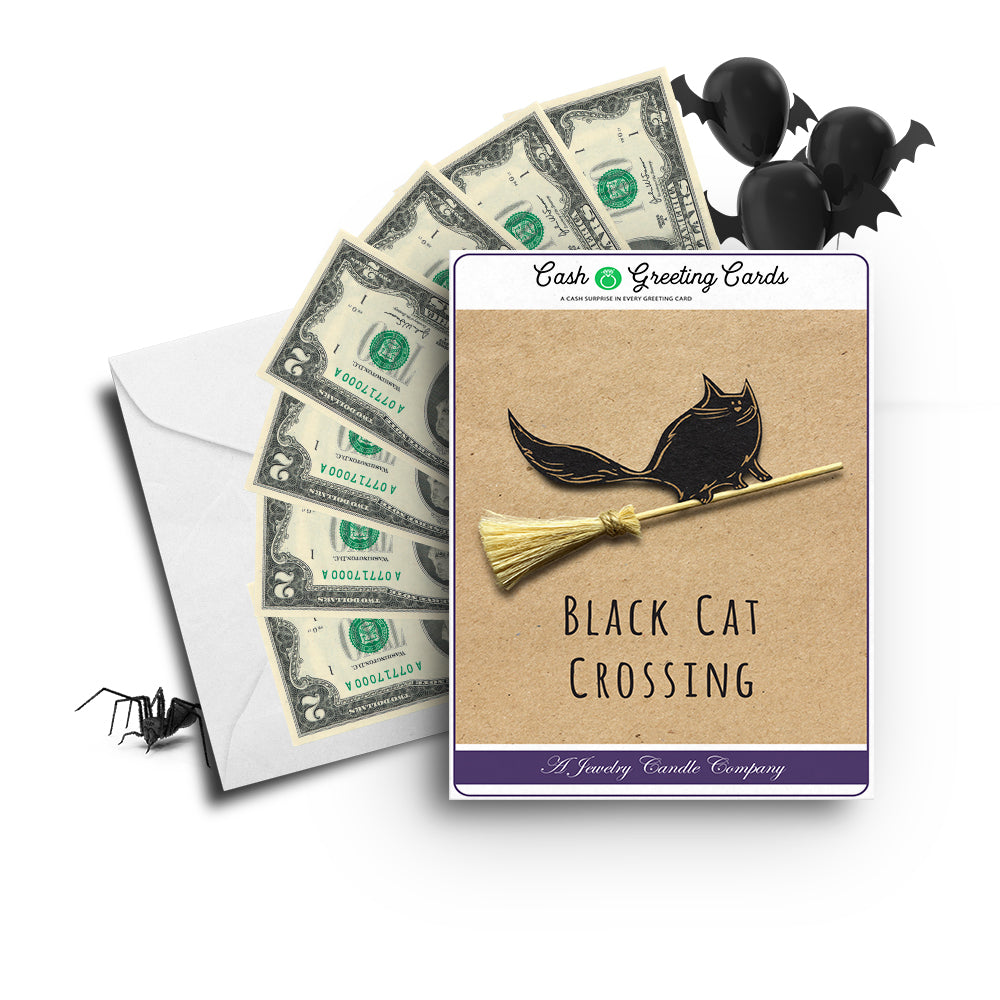 Black cat crossing Cash Greetings Card