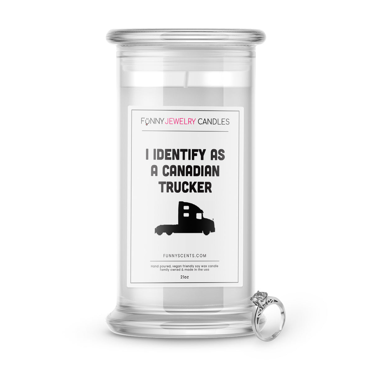 I Identify As a Canadian Trucker Jewelry Funny Candles