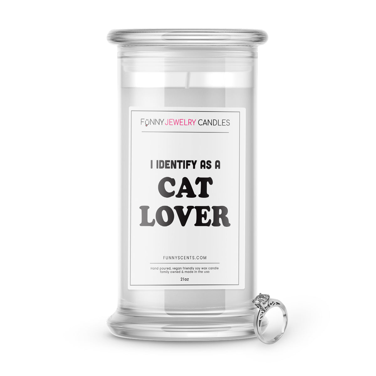 I Identify As a Cat Lover Jewelry Funny Candles