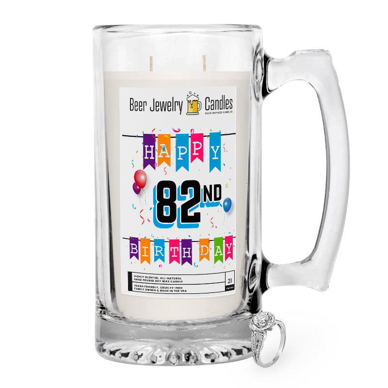 Happy 82nd Birthday Beer Jewelry Candle