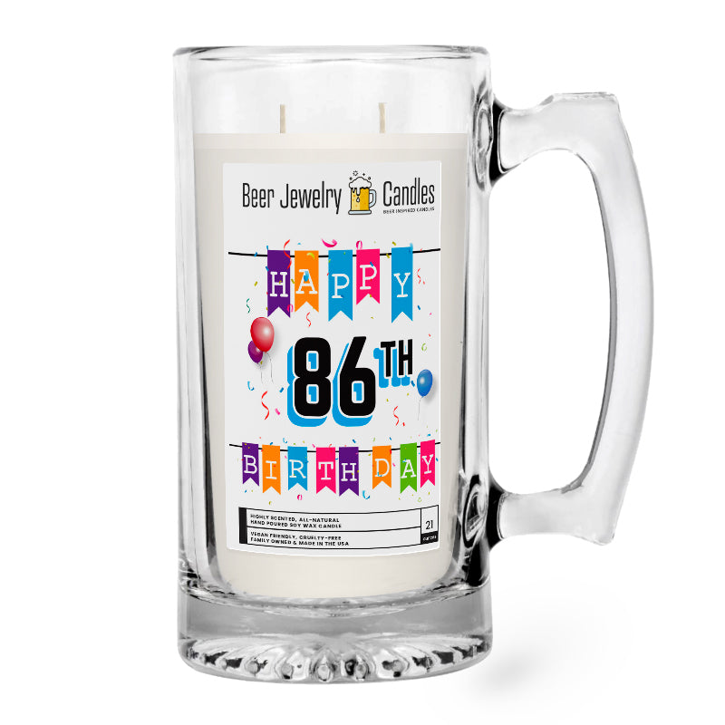 Happy 86th Birthday Beer Jewelry Candle
