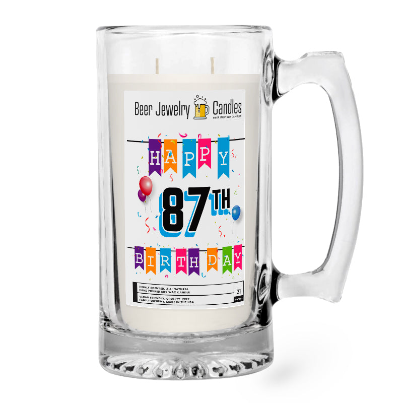 Happy 87th Birthday Beer Jewelry Candle