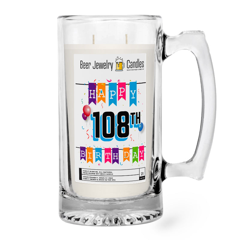 Happy 108th Birthday Beer Jewelry Candle