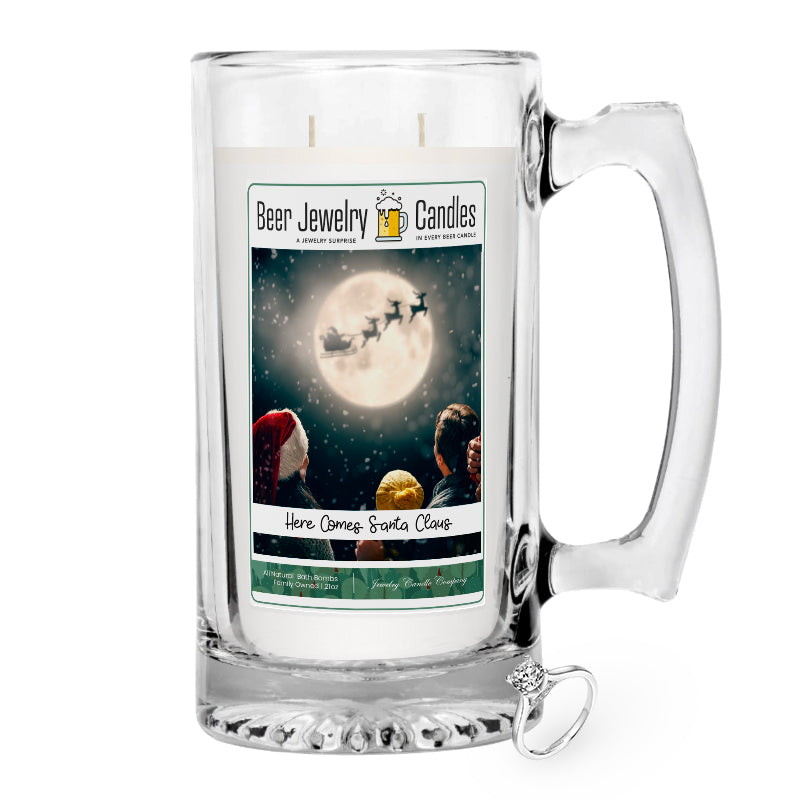 Here Comes Santa Claus Beer Jewelry Candle