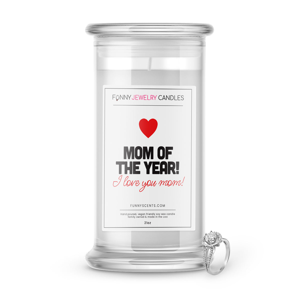 Mom of the year! I Love You Mom! Jewelry Funny Candles
