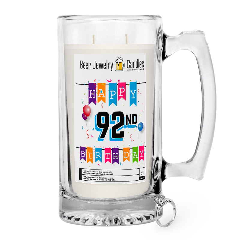 Happy 92nd Birthday Beer Jewelry Candle