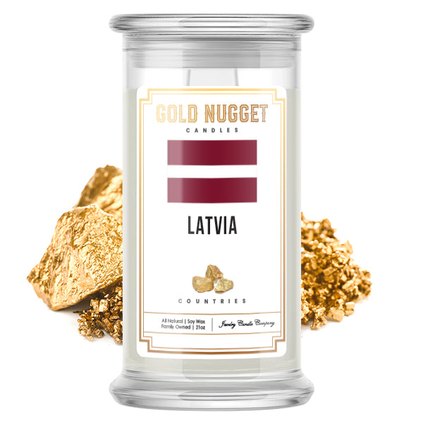 Latvia Countries Gold Nugget Candles