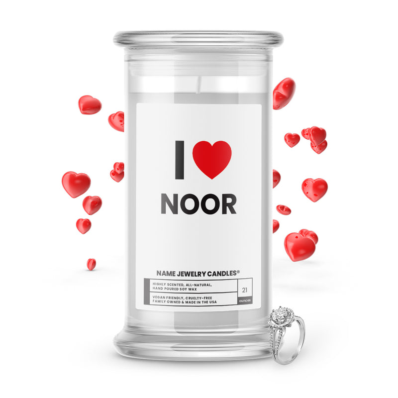 I ❤️ NOOR | Name Jewelry Candles