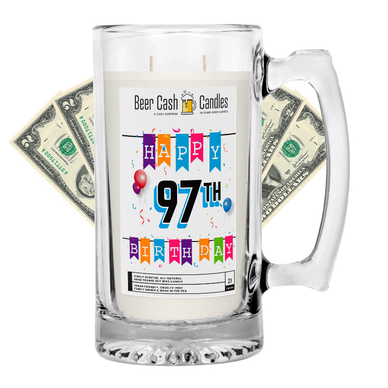 Happy 97th Birthday Beer Cash Candle