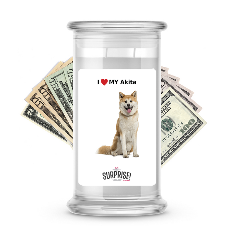 I ❤️ My Akita | Dog Surprise Cash Candles
