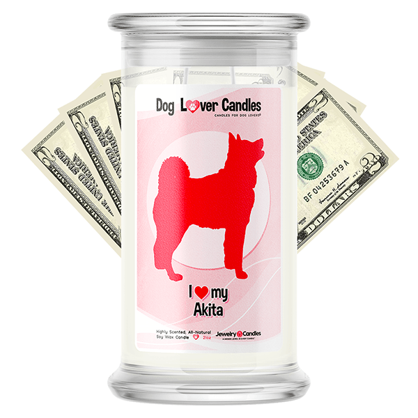 Akita Dog Lover Cash Candle