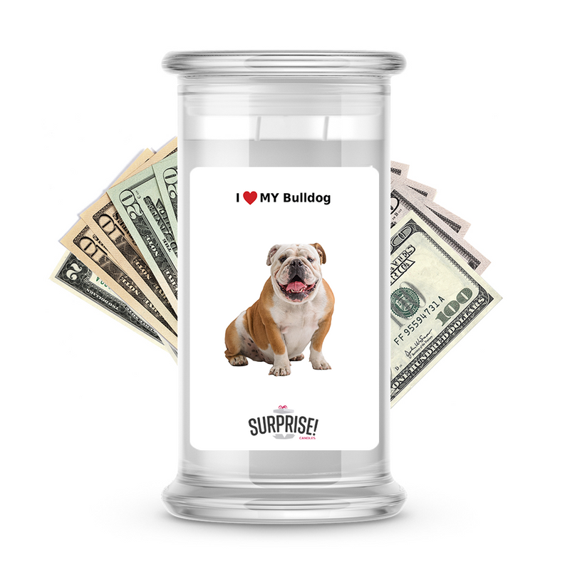 I ❤️ My Bulldog | Dog Surprise Cash Candles