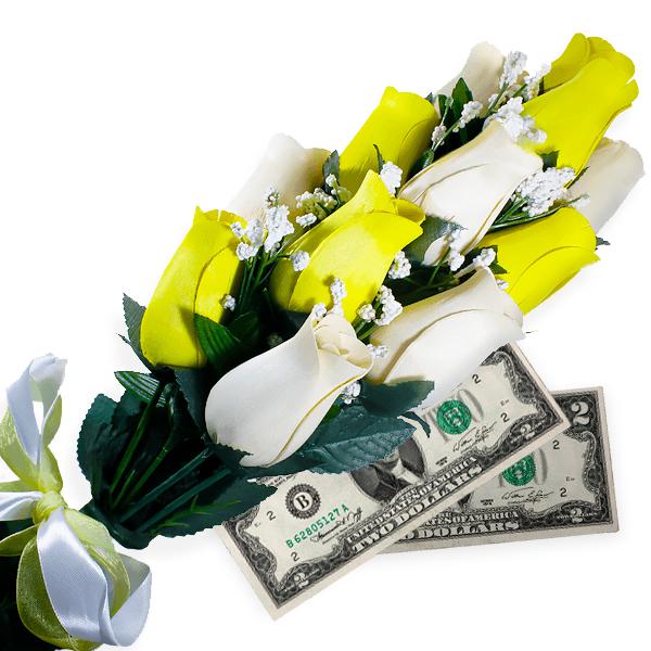 Cream & Yellow Bouquet | Cash Roses®-Cash Roses®-The Official Website of Jewelry Candles - Find Jewelry In Candles!
