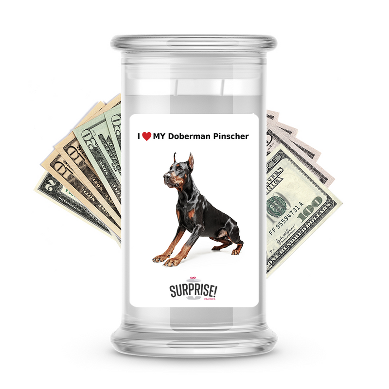 I ❤️ My Doberman pinscher | Dog Surprise Cash Candles