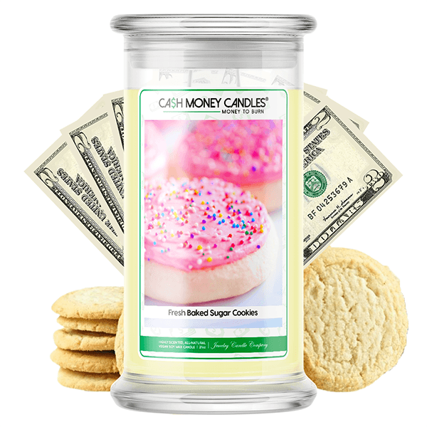 fresh baked sugar cookies cash money candle