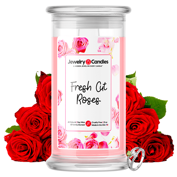 fresh cut roses jewelry candle