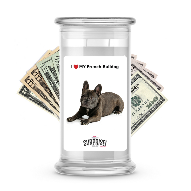 I ❤️ My French bulldog | Dog Surprise Cash Candles