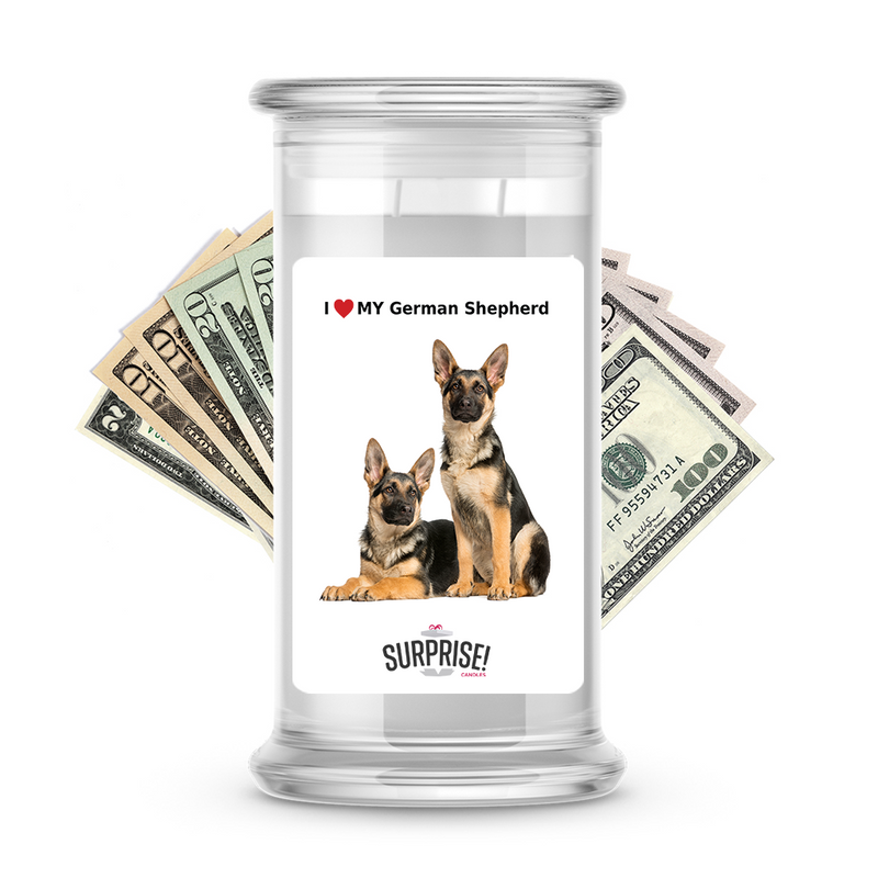 I ❤️ My German shepherd | Dog Surprise Cash Candles